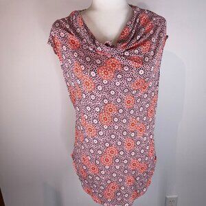 Halogen Sleeveless Cowl Neck Floral Print Sleeveless Blouse size Large
